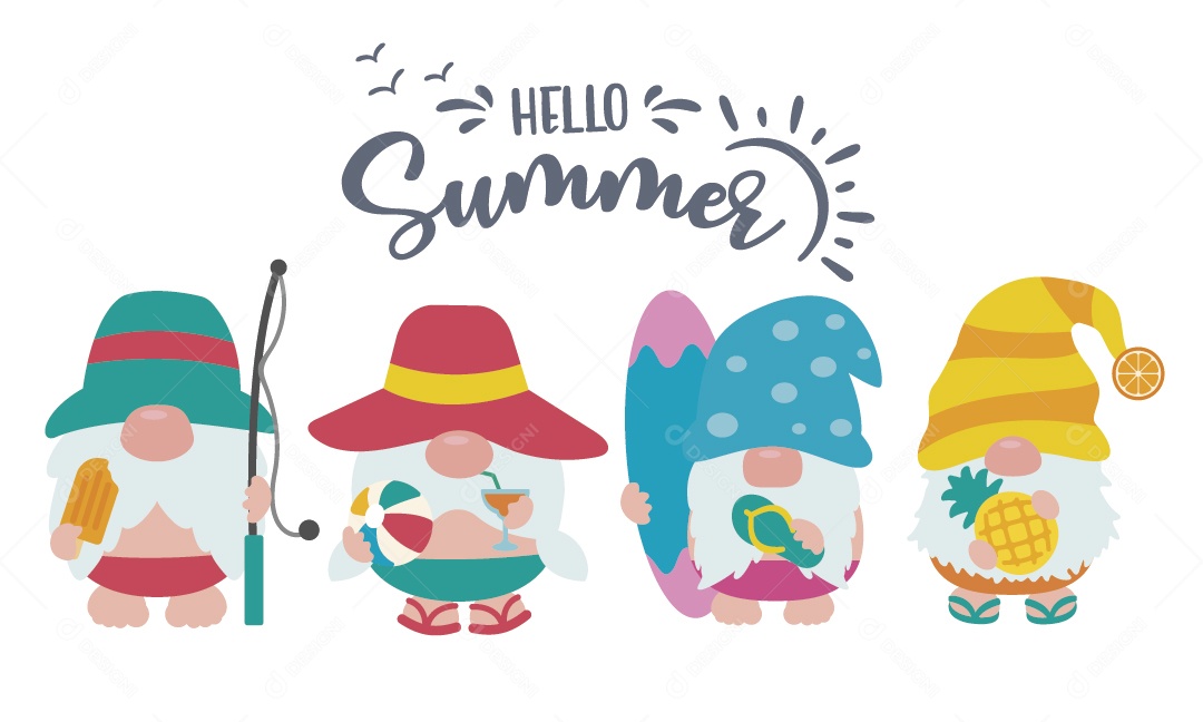 Gnomos de Verão Ilustração Vetor EPS