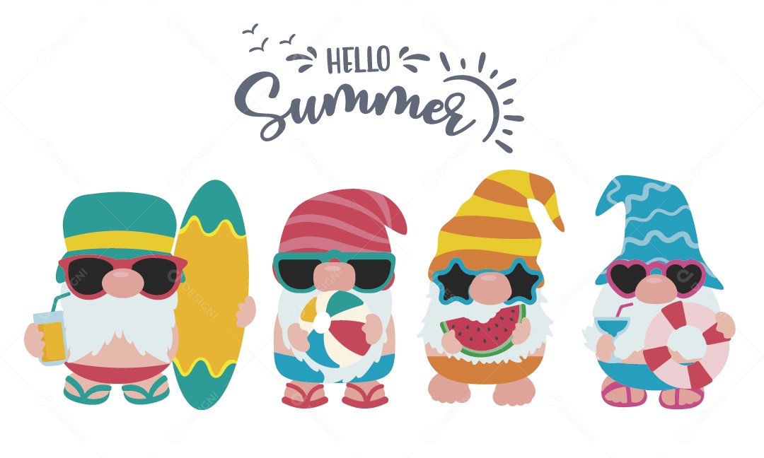 Gnomos de Verão Ilustração Vetor EPS