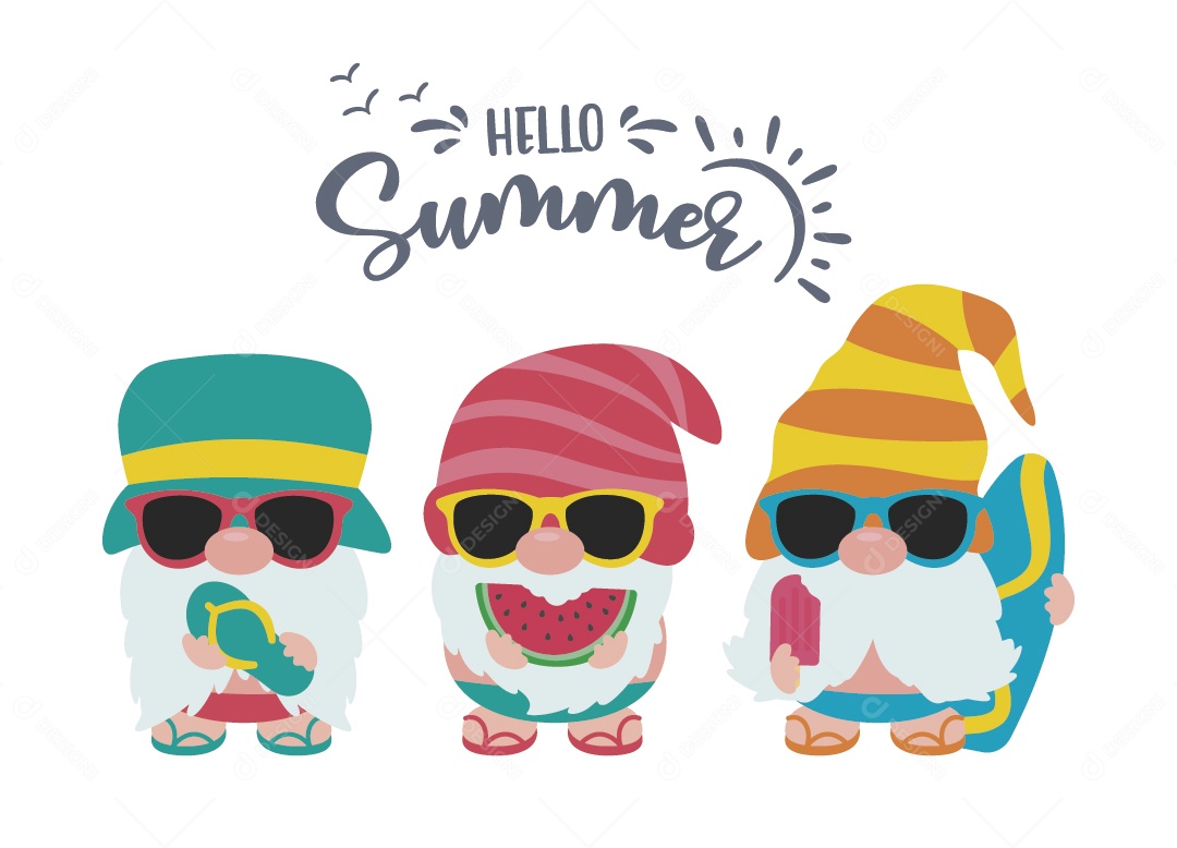 Gnomos de Verão Ilustração Vetor EPS