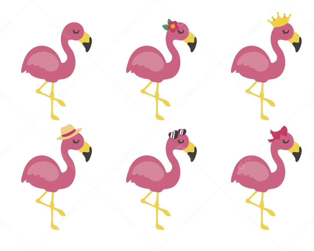 Conjunto de Flamingos Ilustração Vetor EPS