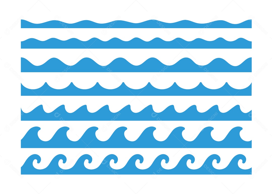 Conjunto de Linhas de Ondas Ilustração Vetor EPS