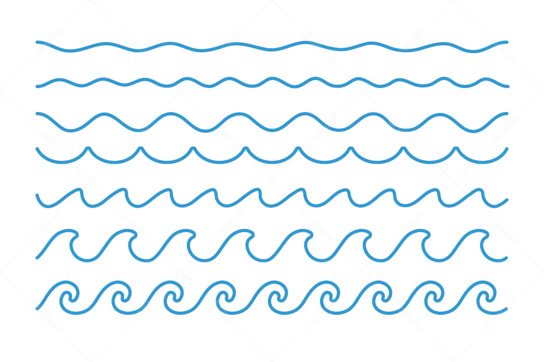 Conjunto de Linhas de Ondas Ilustração Vetor EPS