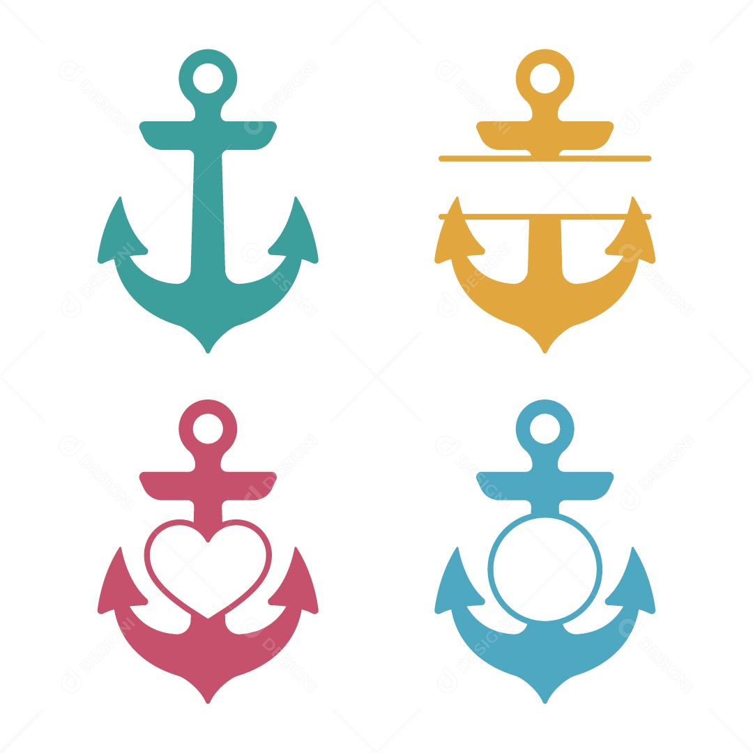 Conjunto de Âncoras Ilustração Vetor EPS