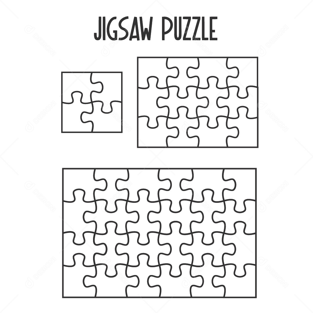 Desenho de Quebra Cabeça para Colorir Vetor EPS