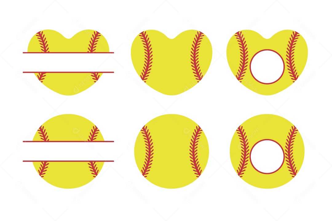Conjunto Bolas de Basebol Ilustração Vetor EPS