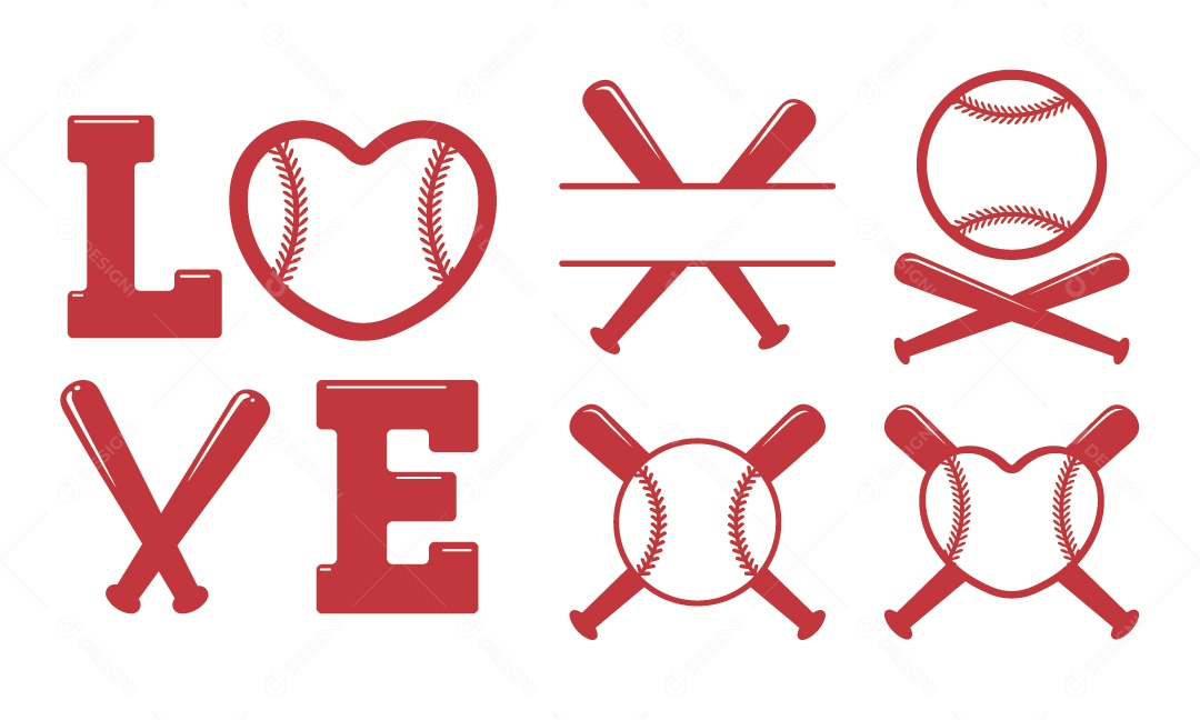 Eu Amo Basebol Ilustração Vetor EPS