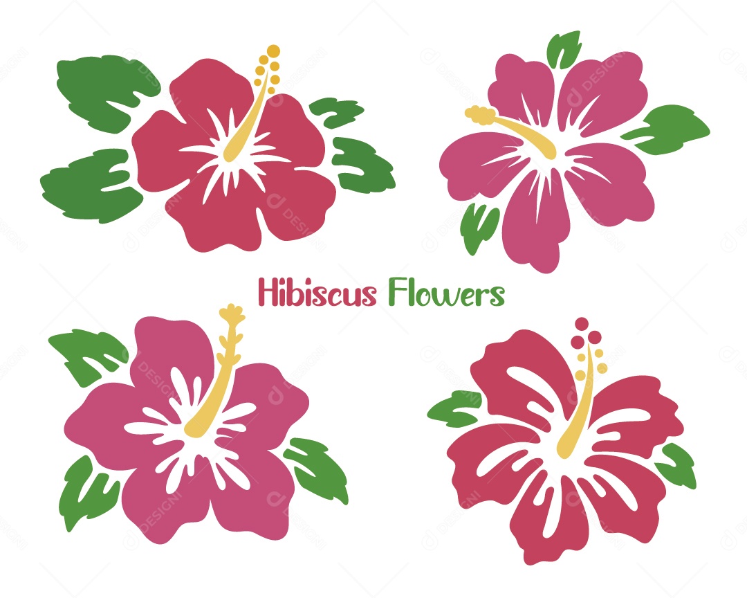 Conjunto de Flores Ilustração Vetor EPS