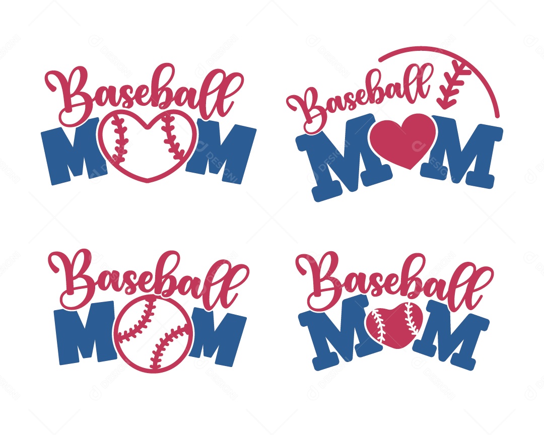 Lettering do Dia das Mães do Basebol Vetor EPS