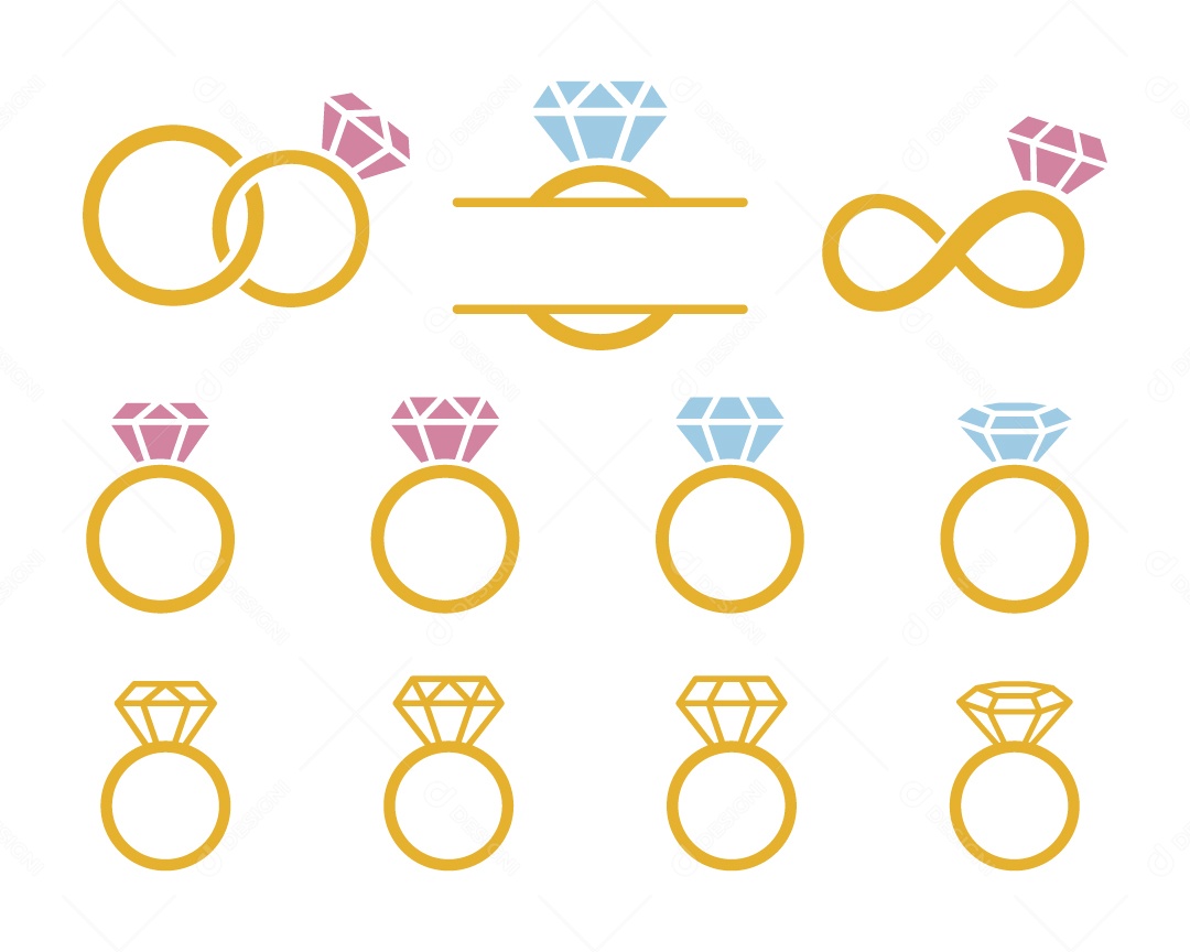 Conjuntos de Anéis Ilustrações Vetor EPS