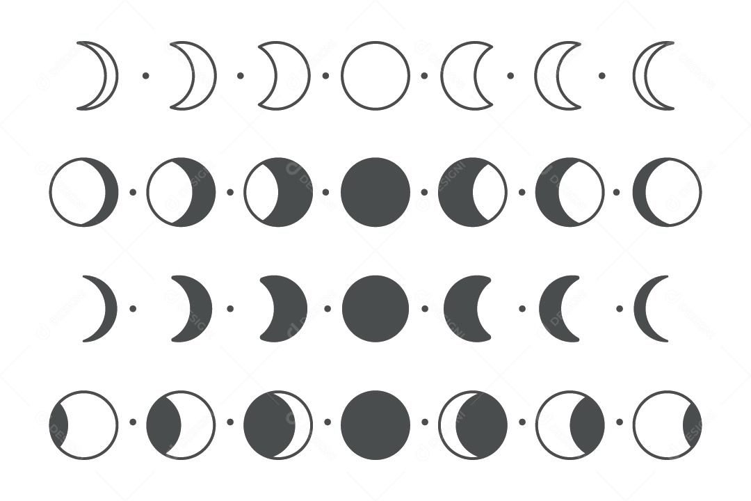 Conjunto de Desenhos das Fazes da Luas Vetor EPS