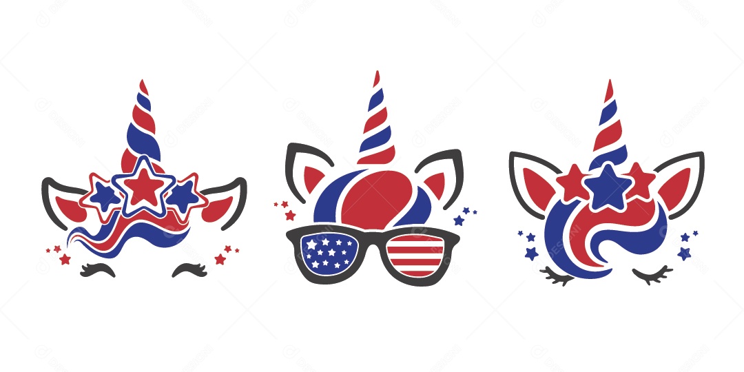 Unicórnio nas Cores Americanas Ilustração Vetor EPS