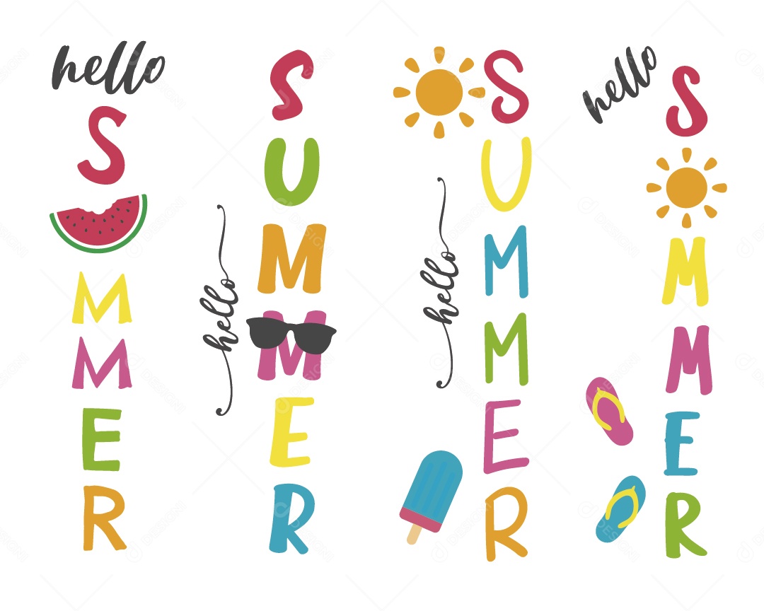 Lettering de Verão Ilustração Vetor EPS
