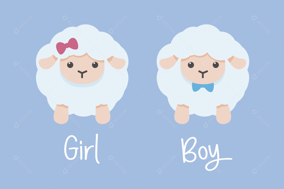 Ovelhas Macho e Fêmea Ilustração Vetor EPS