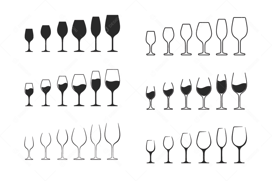 Conjunto de Ícones de Taças Ilustração Vetor EPS