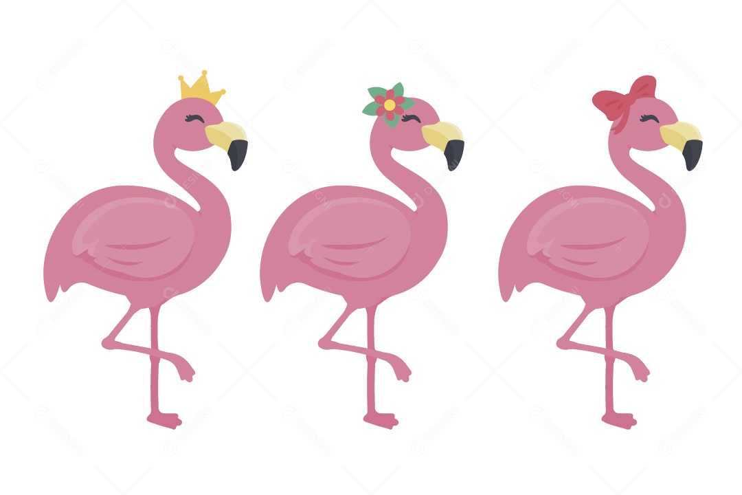 Conjunto de Flamingos Ilustração Vetor EPS