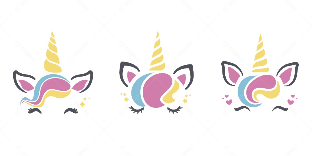 Ilustração de Rosto Lindo de Unicórnio Vetor EPS