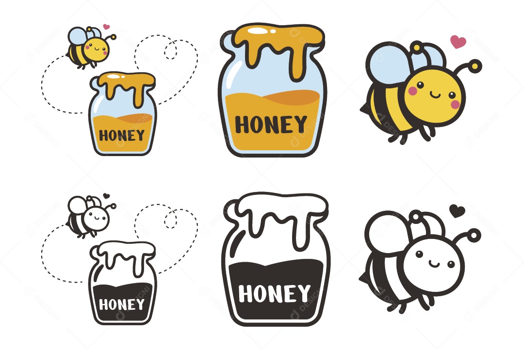 Mel de Abelhas Ilustração Vetor EPS