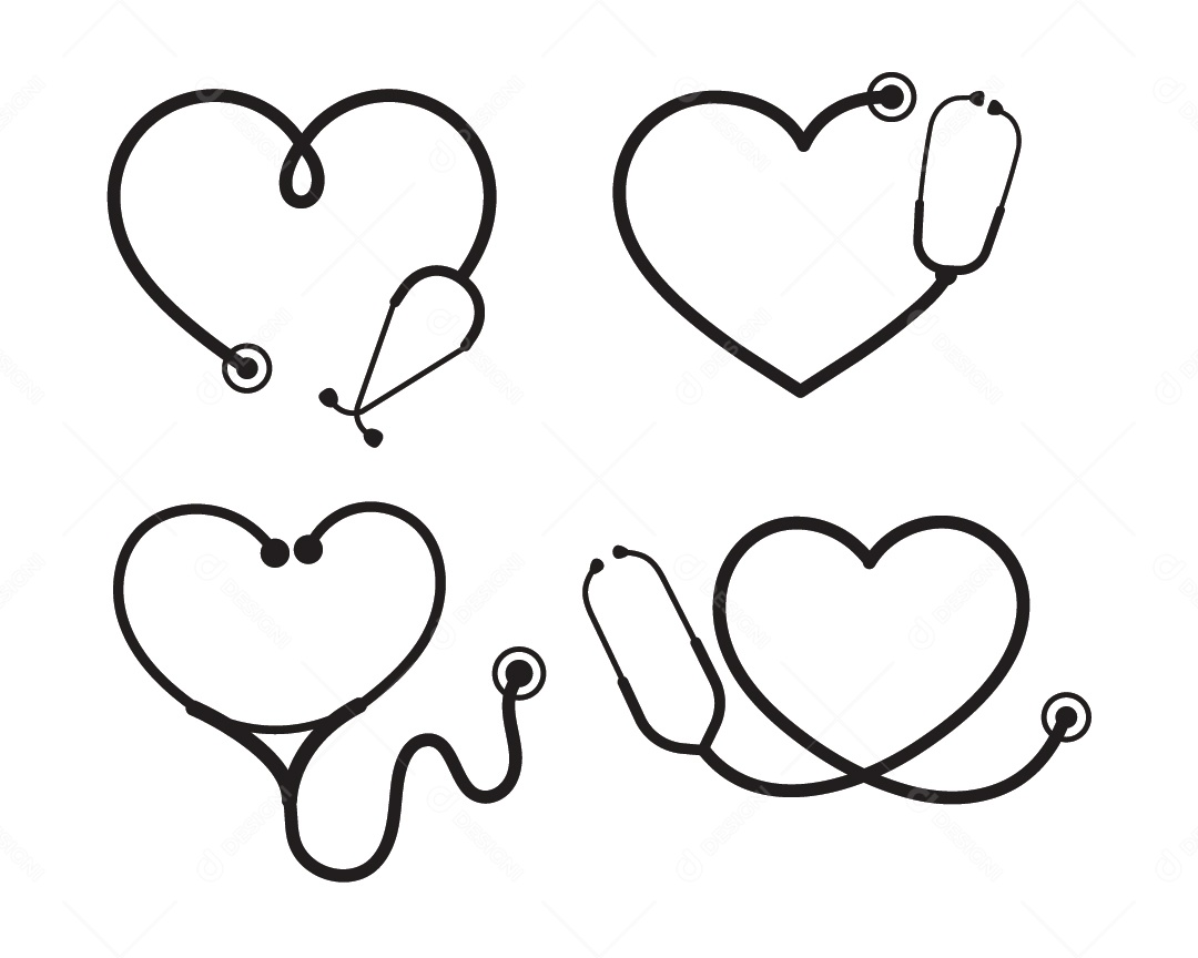 Conjunto de Ícones Estetoscópio Ilustração Vetor EPS