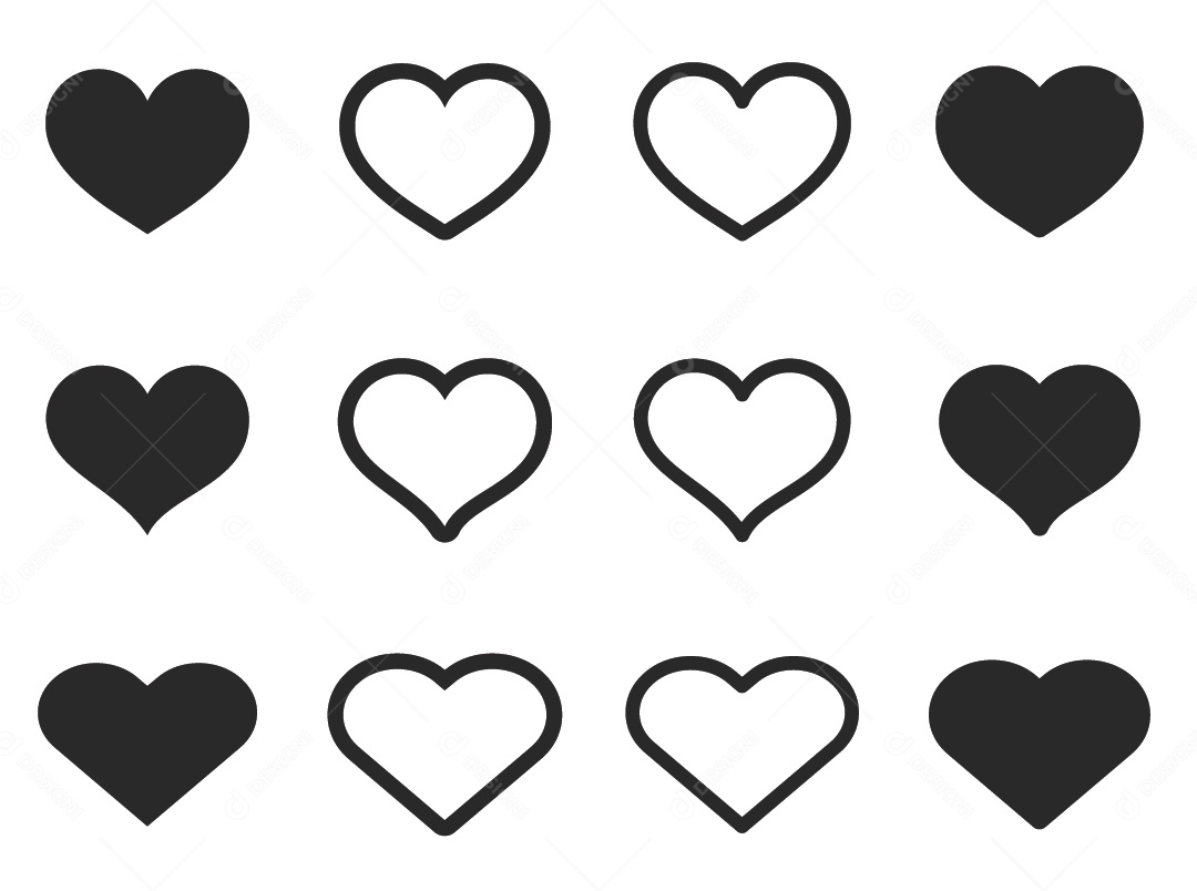 Conjunto de Ícones de Coração Vetor EPS