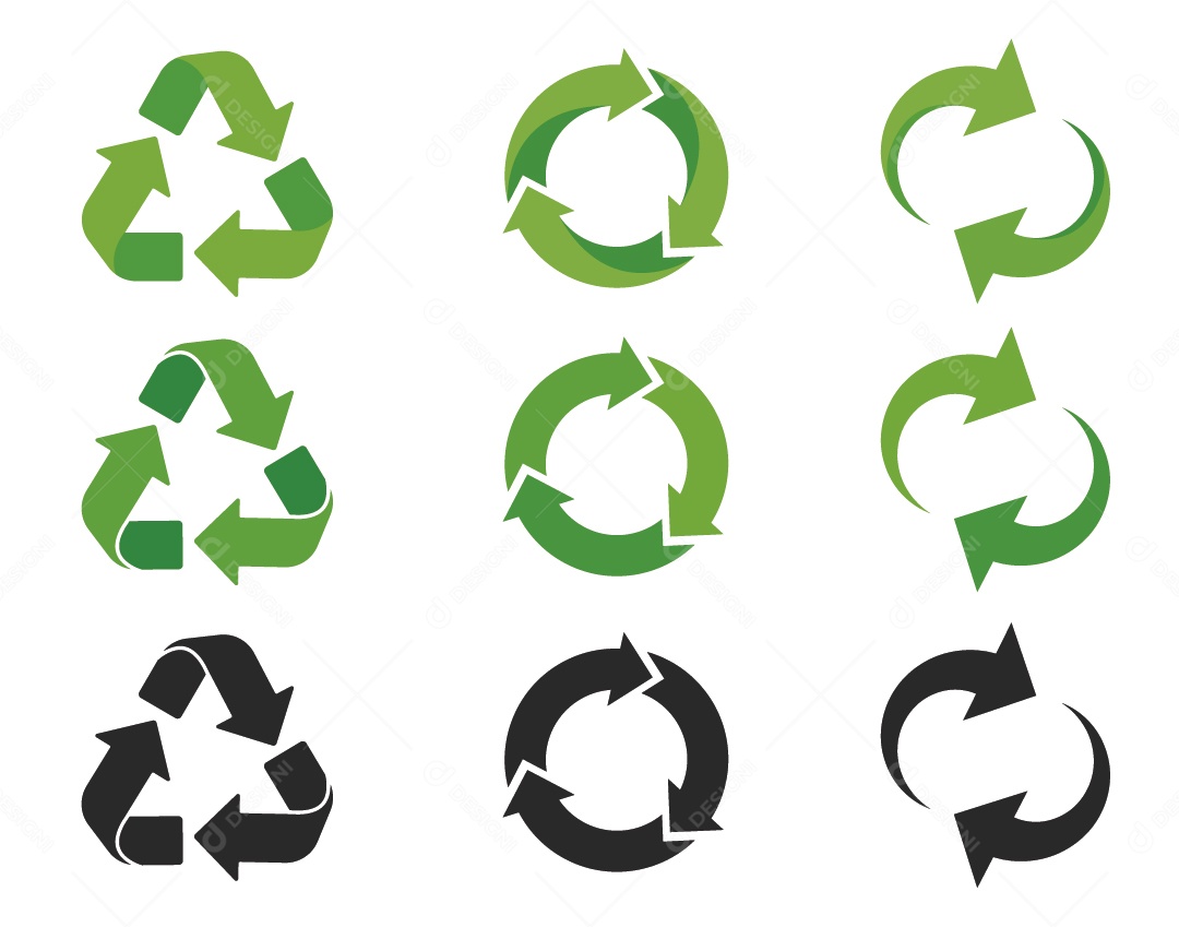 Conjunto de Ícones de Reciclagem Vetor EPS