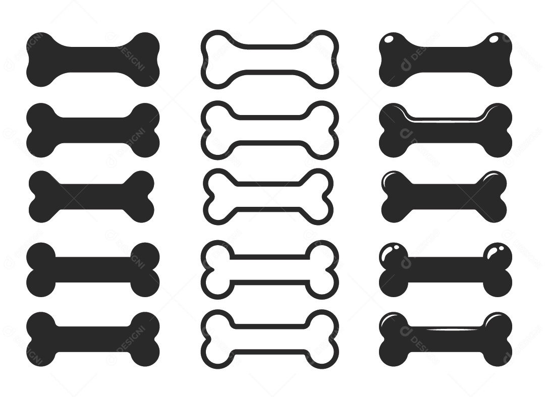 Conjunto de Ossos para Cachorro Ilustração Vetor EPS