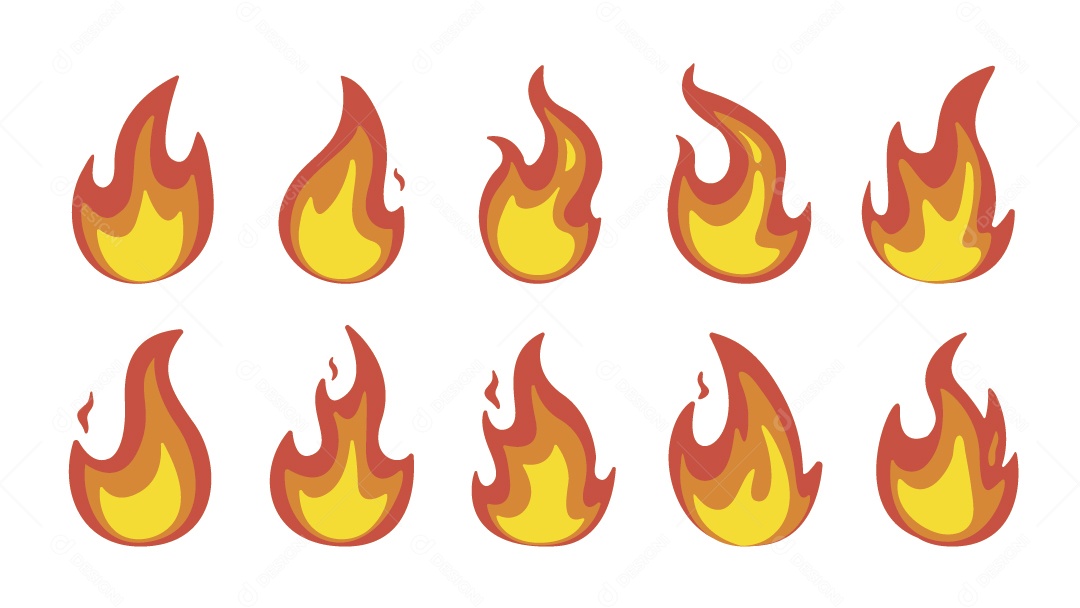Conjunto de Chamas de Fogos Ilustração Vetor EPS
