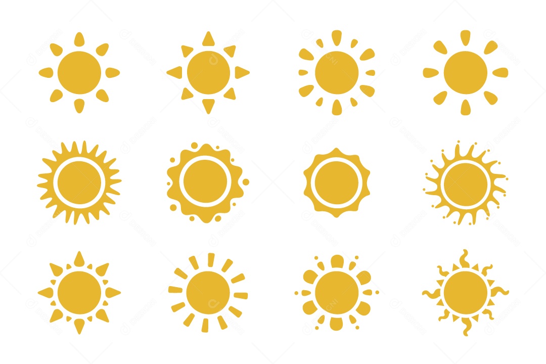 Conjunto de Sol Ilustração Vetor EPS