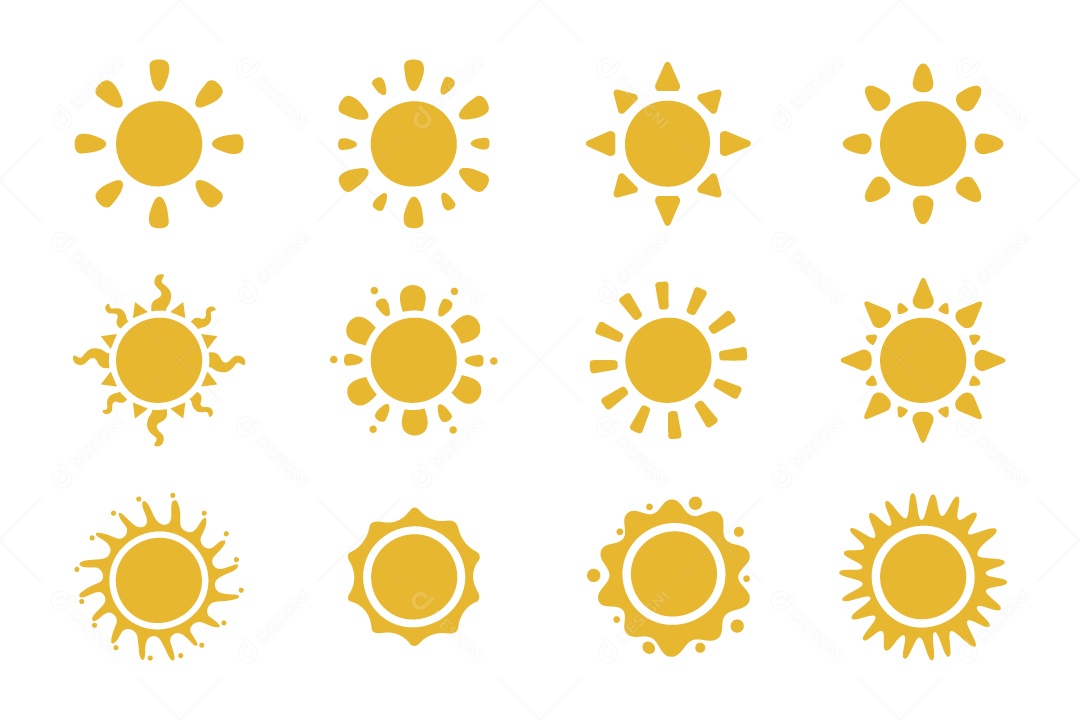 Conjunto de Sol Ilustração Vetor EPS