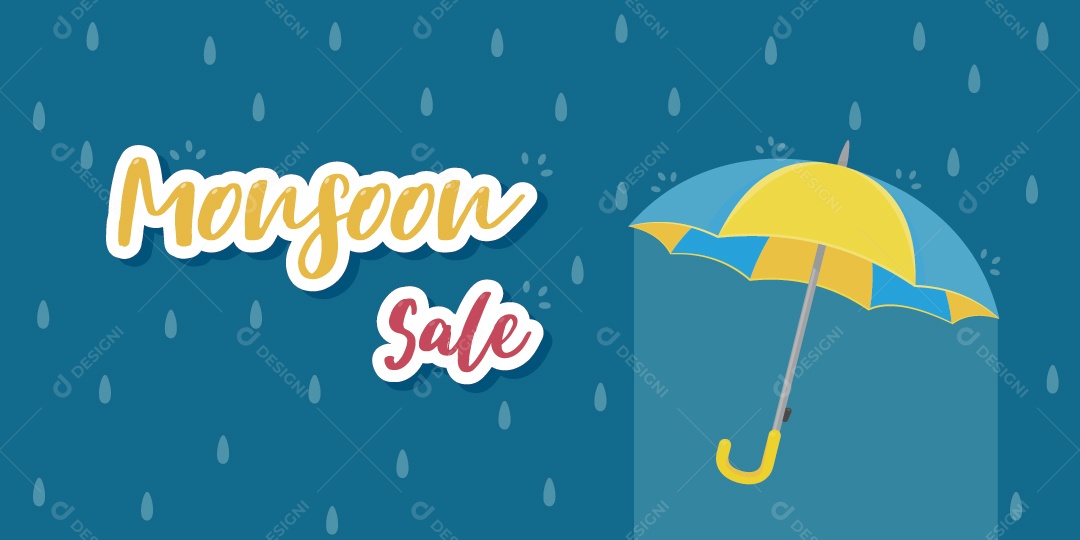 Guarda Chuva Amarelo e Azul Ilustração Vetor EPS