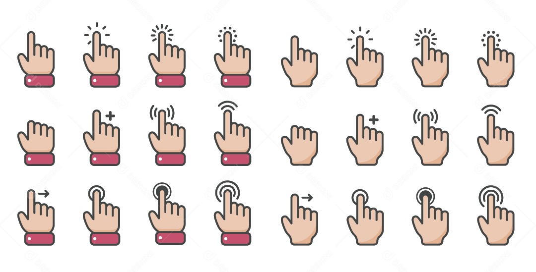 Conjunto de Cursor de Mão Ilustração Vetor EPS