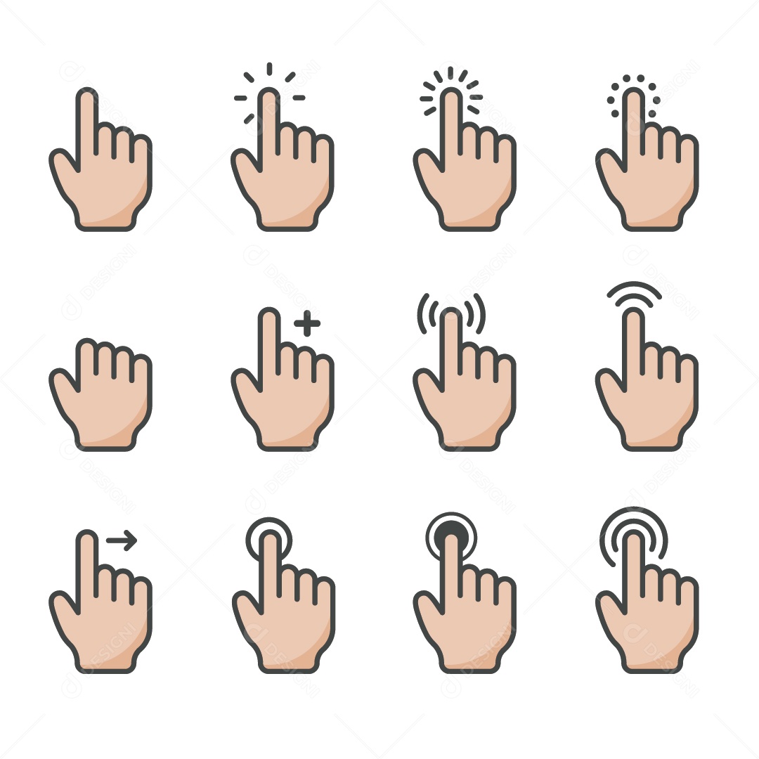 Conjunto de Cursor de Mão Ilustração Vetor EPS