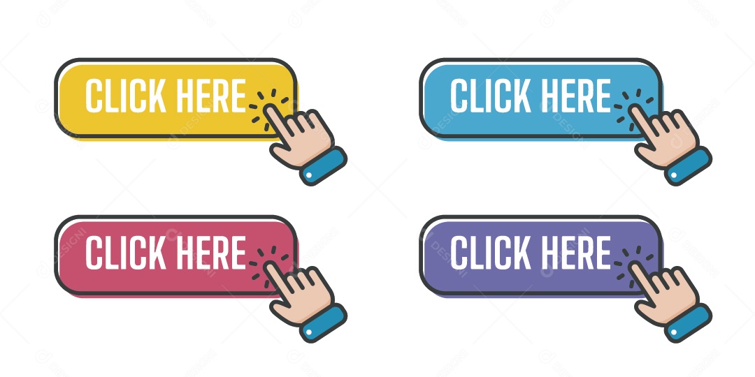 Cursor de Mão com Botão Ilustração Vetor EPS