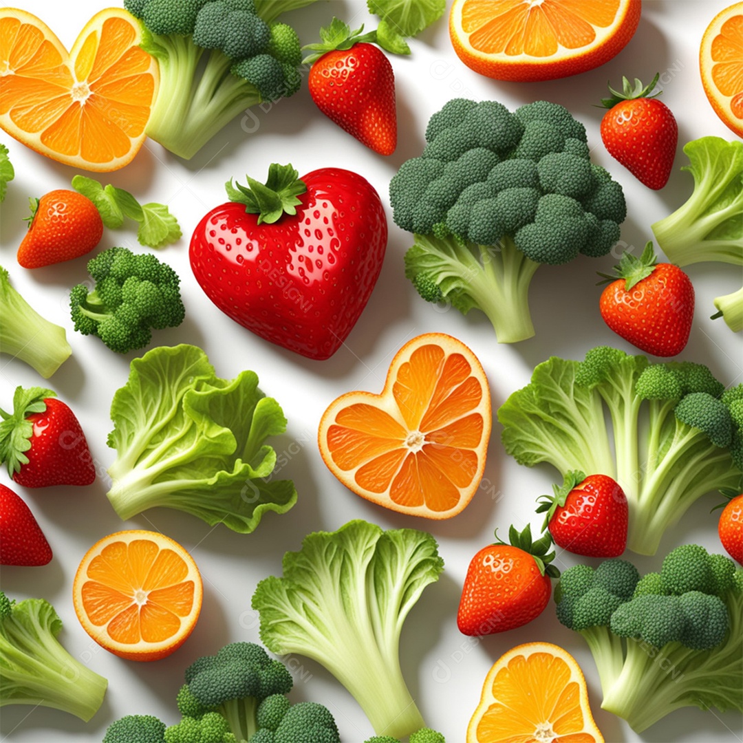 Elemento 3D Frutas e Verduras Para Composição PSD