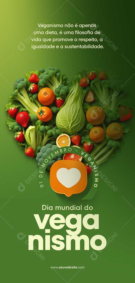 Story Igualdade e a Sustentabilidade Dia Mundial Do Veganismo Social Media PSD Editável