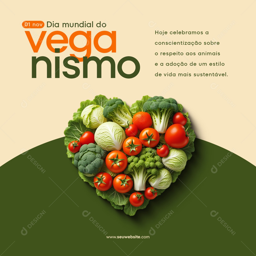 Feed Dia Mundial Do Veganismo 01 De Novembro Social Media PSD Editável