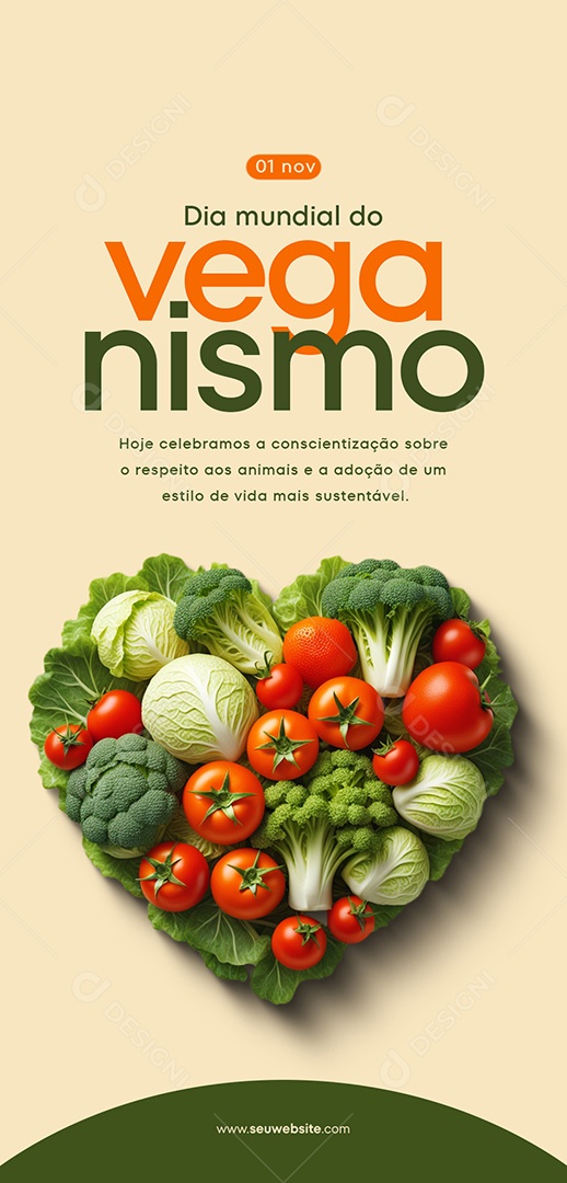 Social Media Story Dia Mundial Do Veganismo Respeito aos Animais PSD Editável