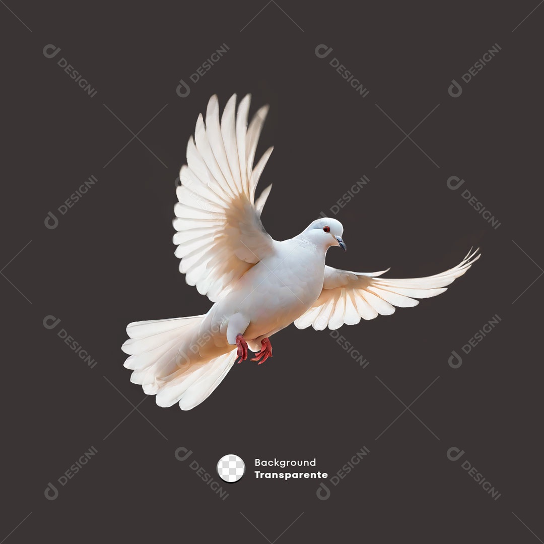 Elemento 3D Pomba Branca Para Composição PSD