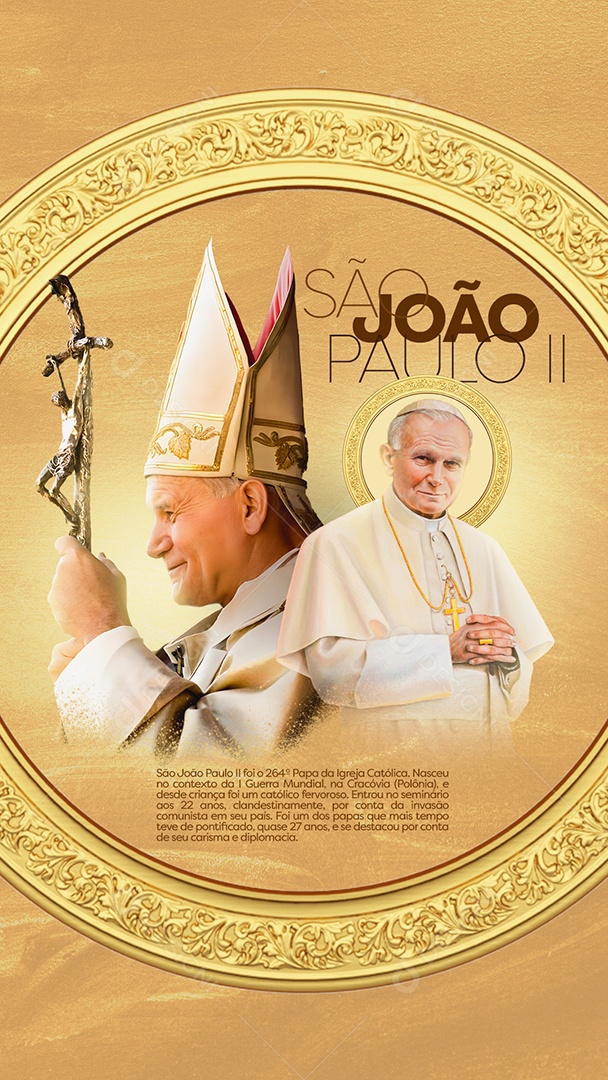 Story Dia de São João Paulo II 22 de Outubro Foi 264 Papa da Igreja Católica Social Media PSD Editável