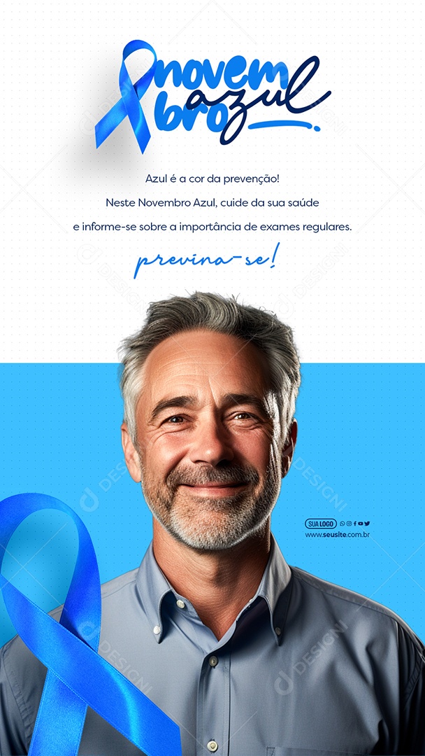 Story Novembro Azul Cuide da sua Saúde e Informe-se Sobre a Importância de Exames Regulares Social Media PSD Editável