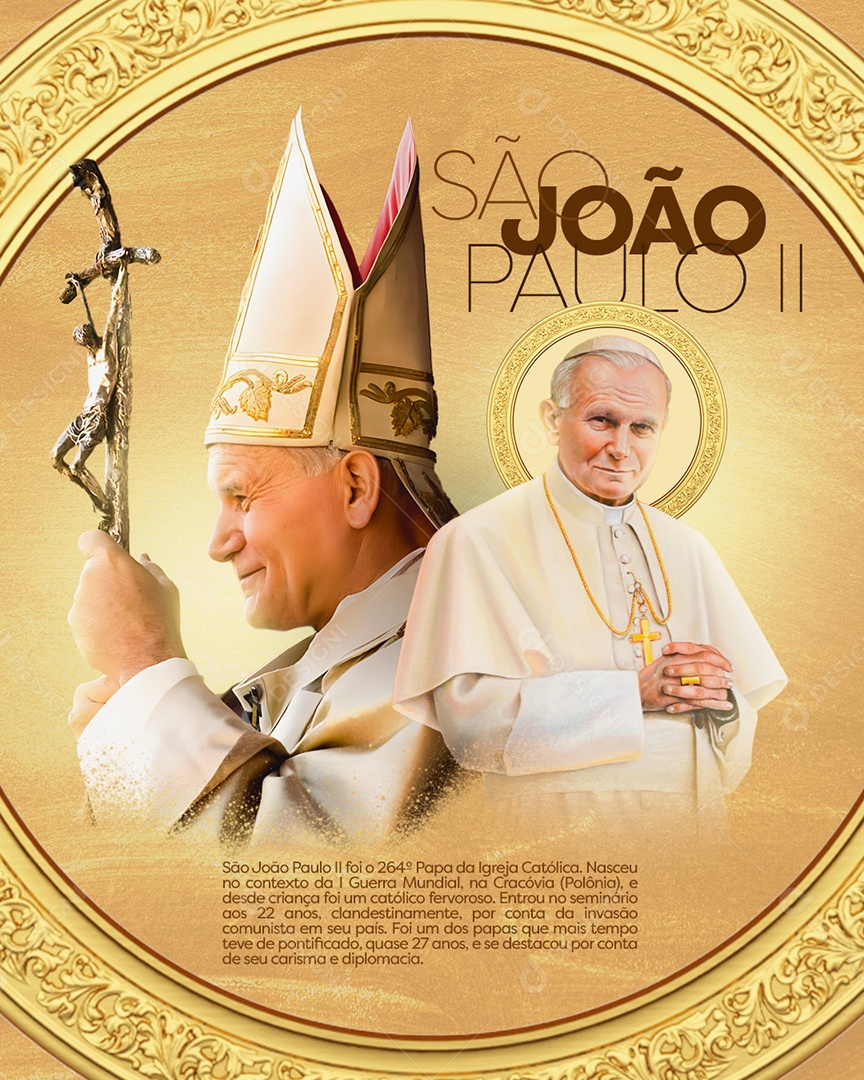 Dia de São João Paulo II 22 de Outubro Foi 264 Papa da Igreja Católica Social Media PSD Editável