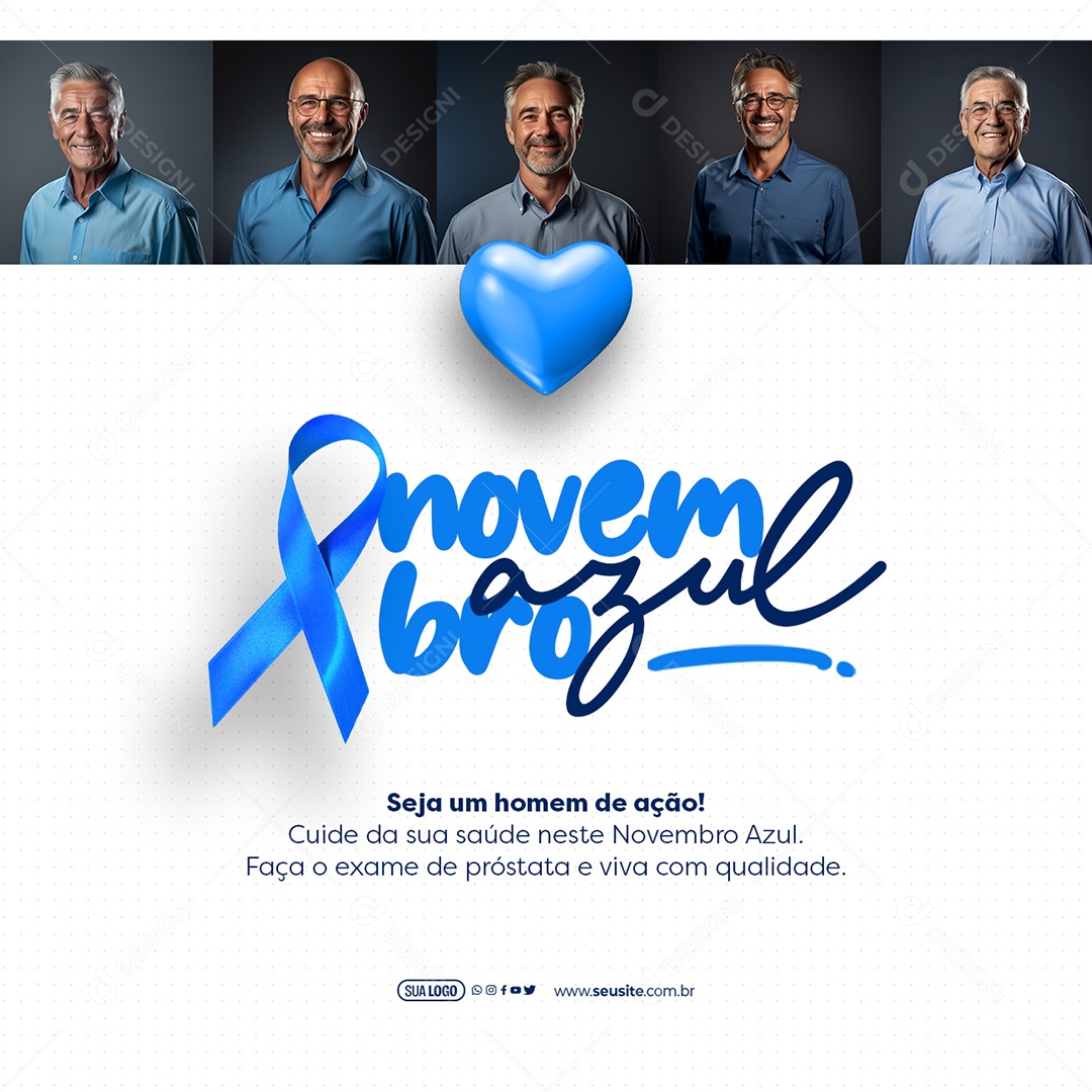Novembro Azul Seja um Homem de Ação Social Media PSD Editável