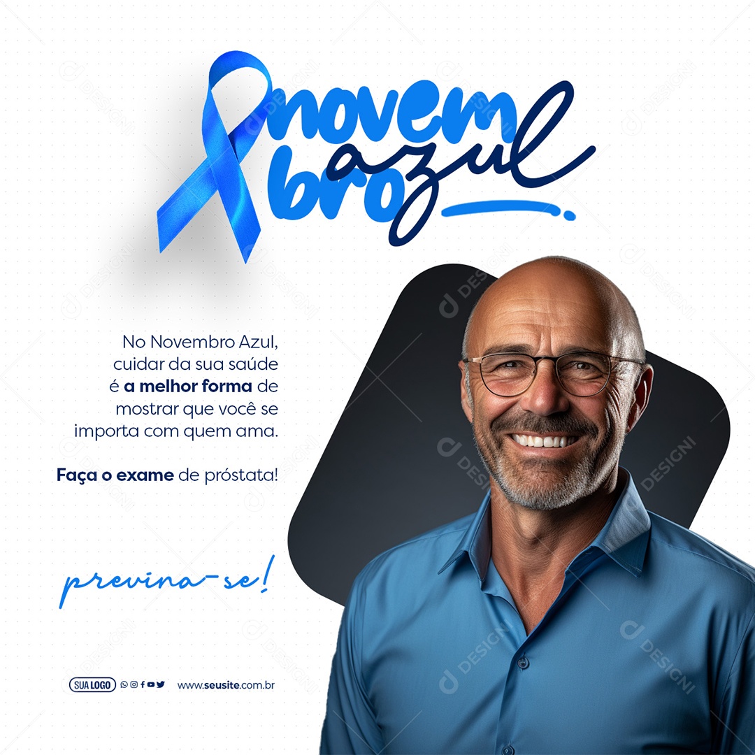 Novembro Azul Faça o Exame de Próstata Previna-se Social Media PSD Editável