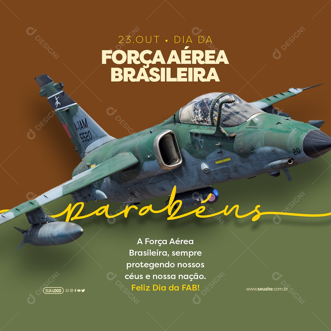 Dia da Força Aérea Brasileira 23 de Outubro Sempre Protegendo nossos Céus  e nossa Nação Social Media PSD Editável