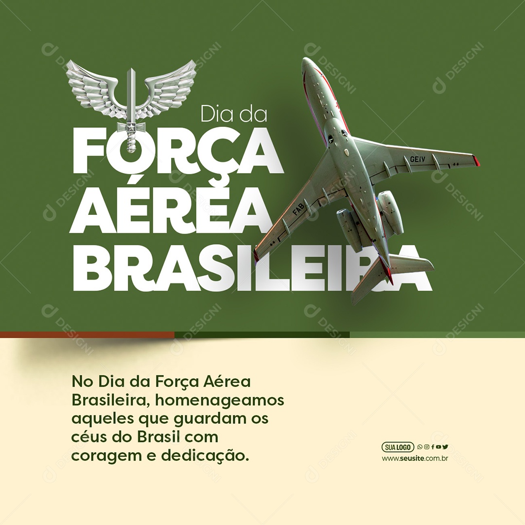 Dia da Força Aérea Brasileira 23 de Outubro Homenageamos Aqueles que Guardam os Céus do Brasil  Social Media PSD Editável