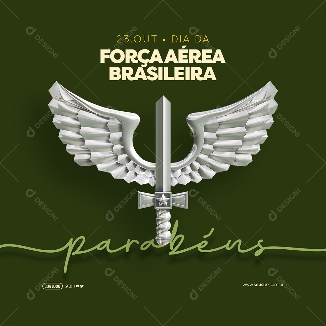 Dia da Força Aérea Brasileira 23 de Outubro Parabéns Social Media PSD Editável