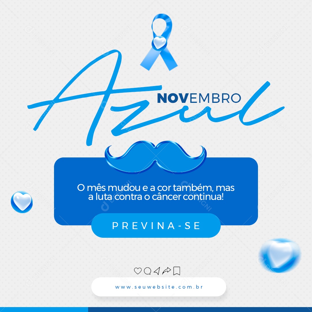 Novembro Azul Previna Se Social Media PSD Editável