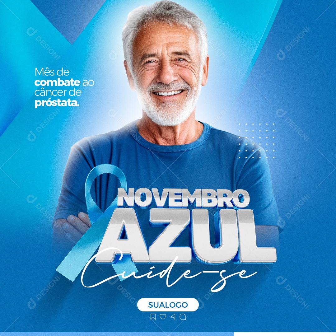 Feed Novembro Azul Cuide Se Social Media PSD Editável