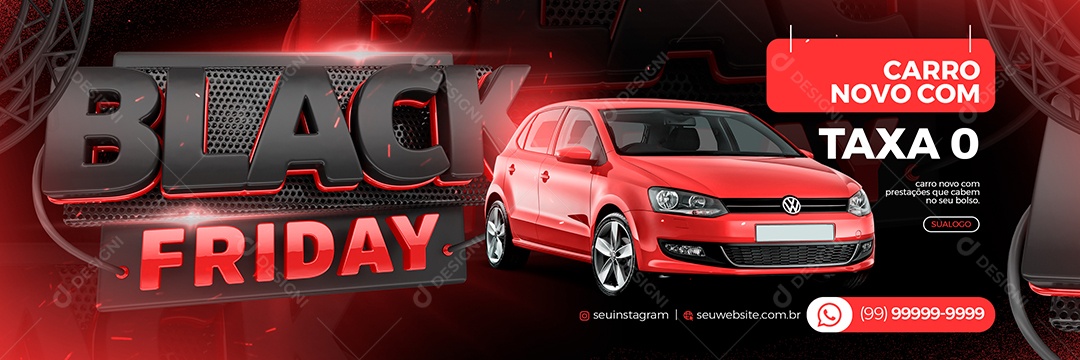 Social Media Banner Black Friday Carro Novo PSD Editável