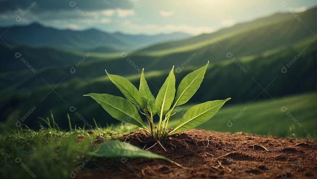 Planta crescendo sobre solo