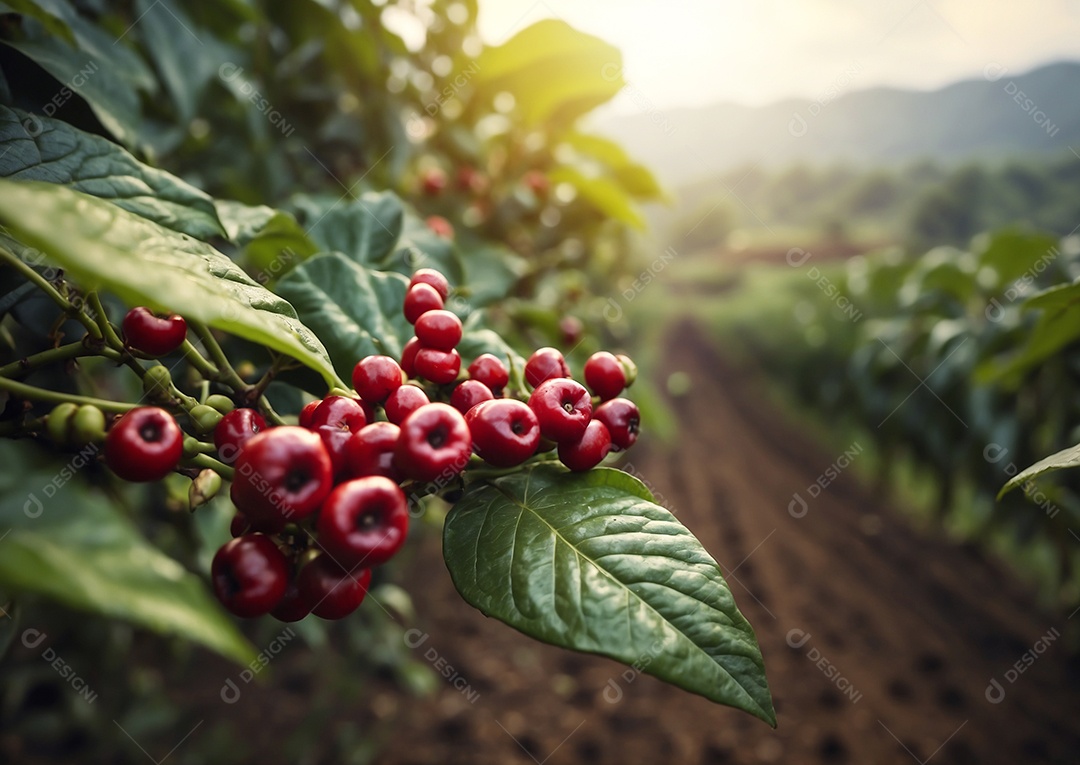 Fazenda de café pacífica no cinema Raibow Sky